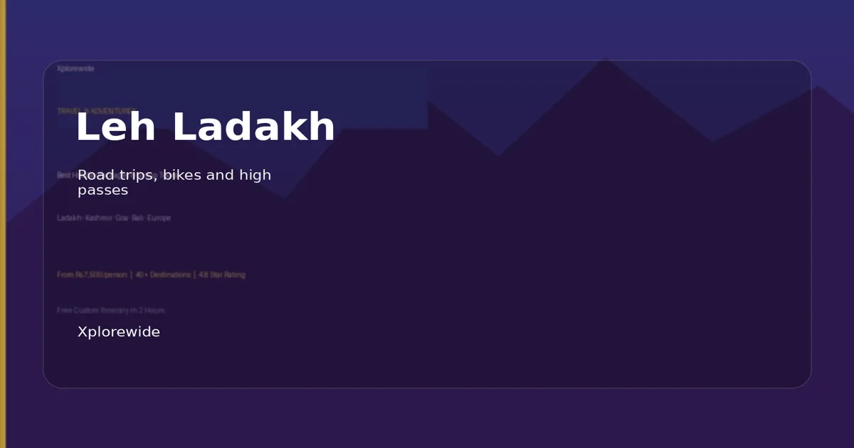 Leh Ladakh bike trip package 2026 — 7N/8D & custom departures